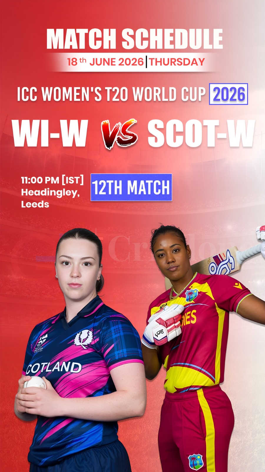 Women's T20 World Cup action today as West Indies Women face Scotland Women