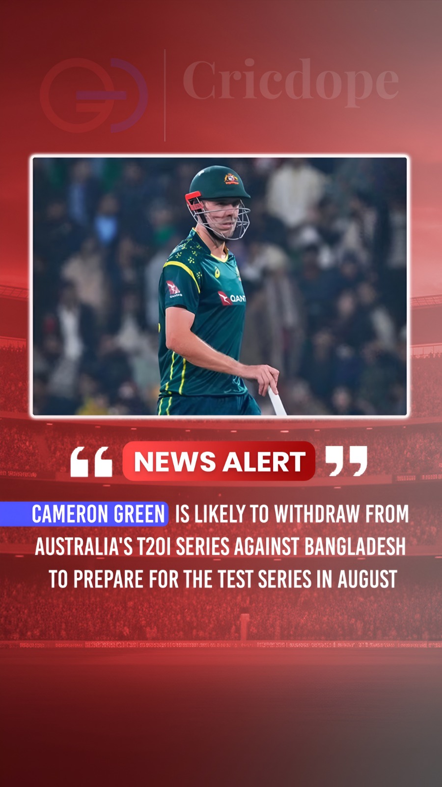 Cameron Green likely to skip Australia’s T20I series vs Bangladesh to focus on T
