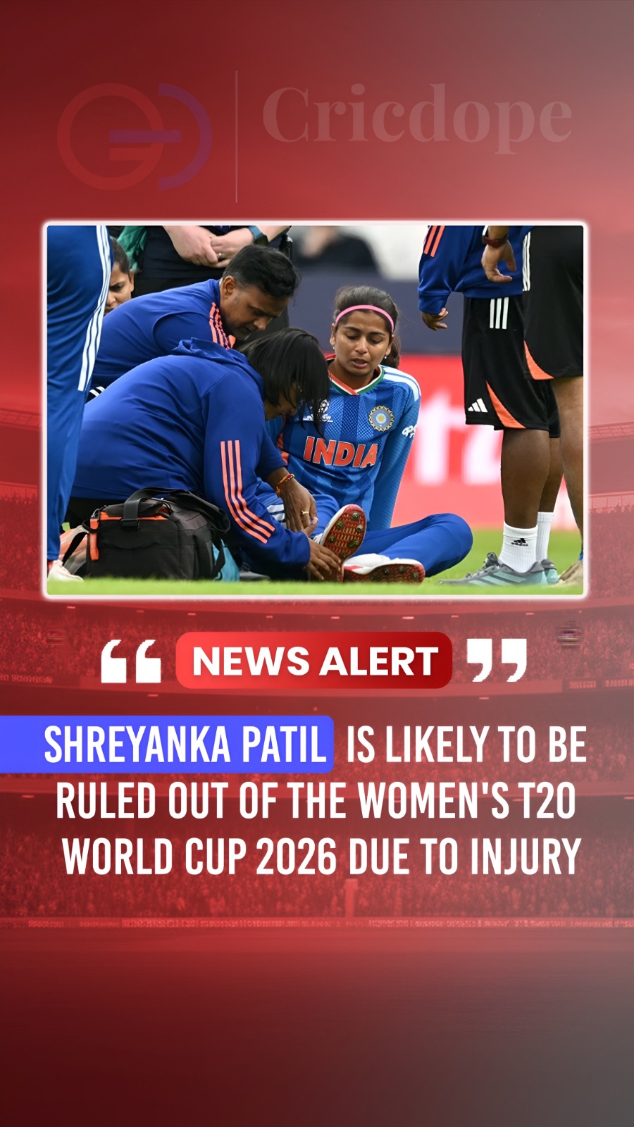 Shreyanka Patil likely ruled out of the Women’s T20 World Cup 2026 due to injury