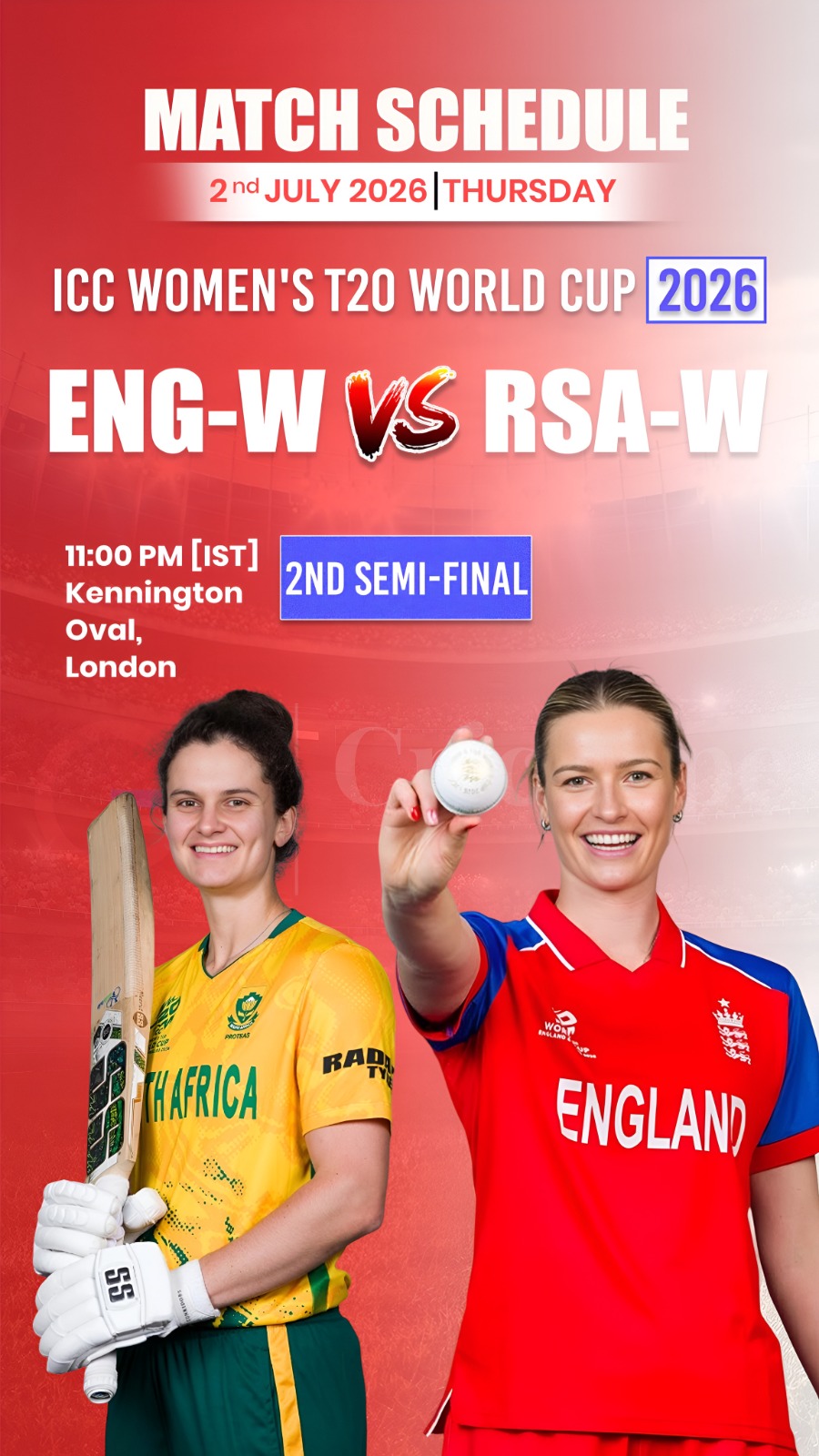 🏏 WT20 WC Semi-Final 2: England Women vs South Africa Women tonight! Winner ent