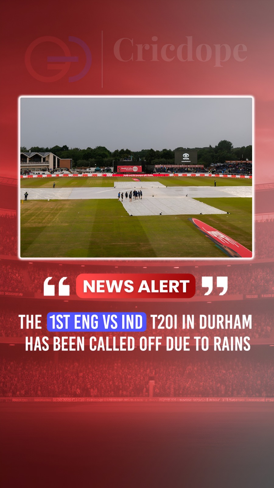 🌧️ Rain washes out the 1st T20I in Durham; England vs India ends without a ball