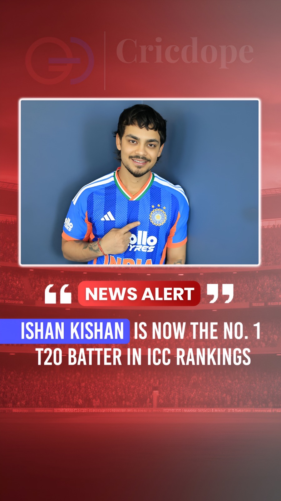 🚨 Ishan Kishan becomes the new ICC No.1 T20I batter after a sensational rise 🇮