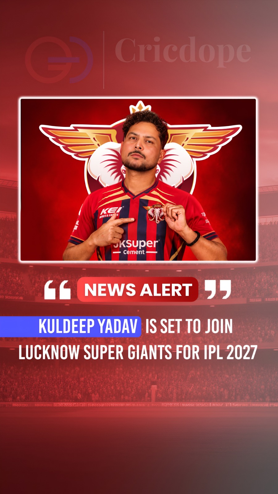 Kuldeep Yadav is reportedly set to join Lucknow Super Giants for IPL 2027
