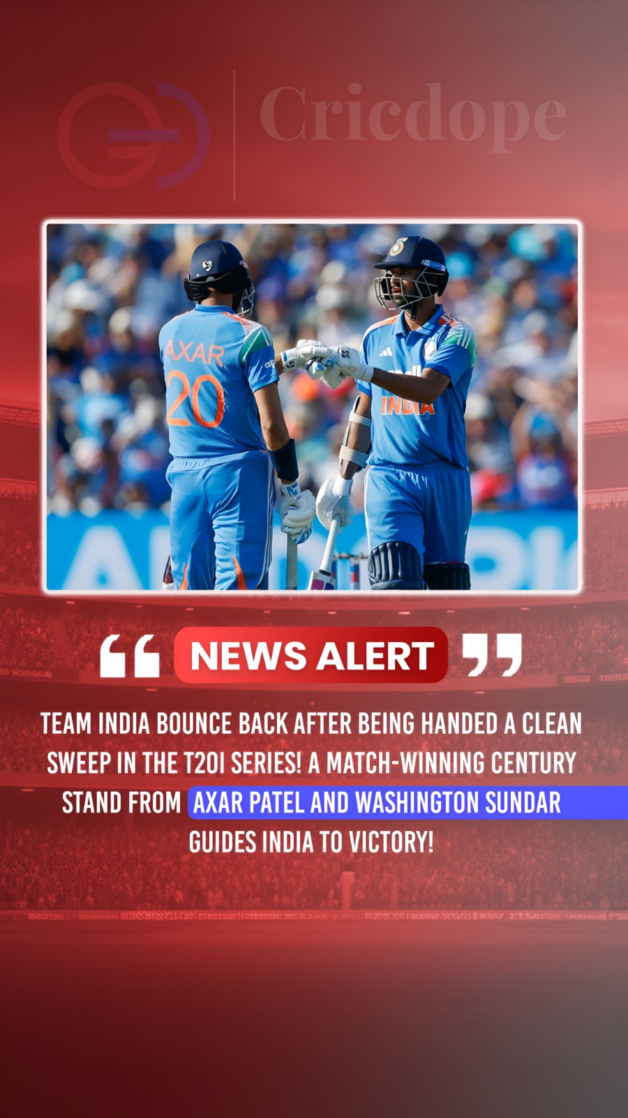 🇮🇳 India bounce back with a stunning ODI win, powered by Axar Patel & Washingt