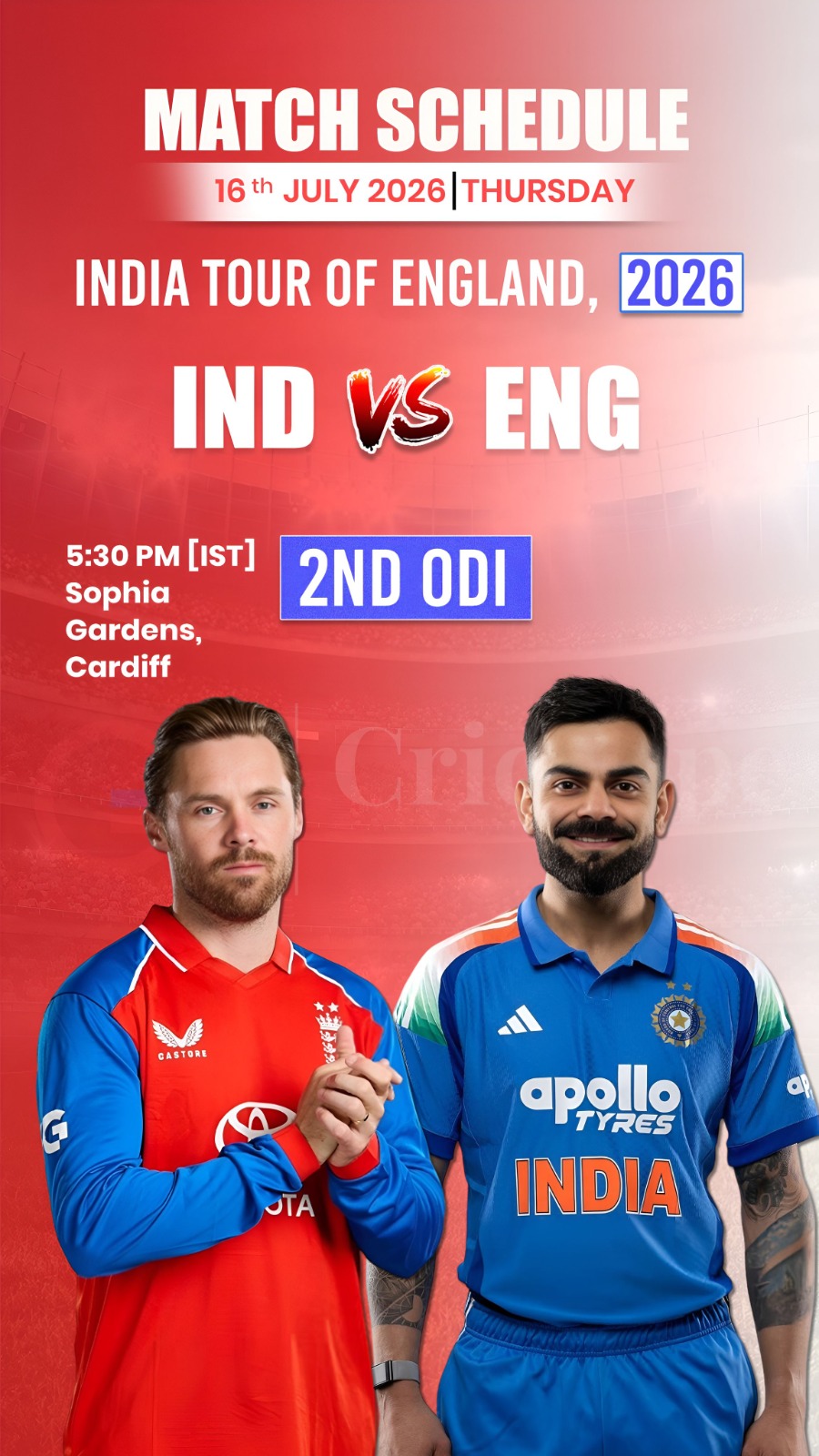 🏏 India face England in the 2nd ODI at Cardiff today. Can India go 2-0 up or wi