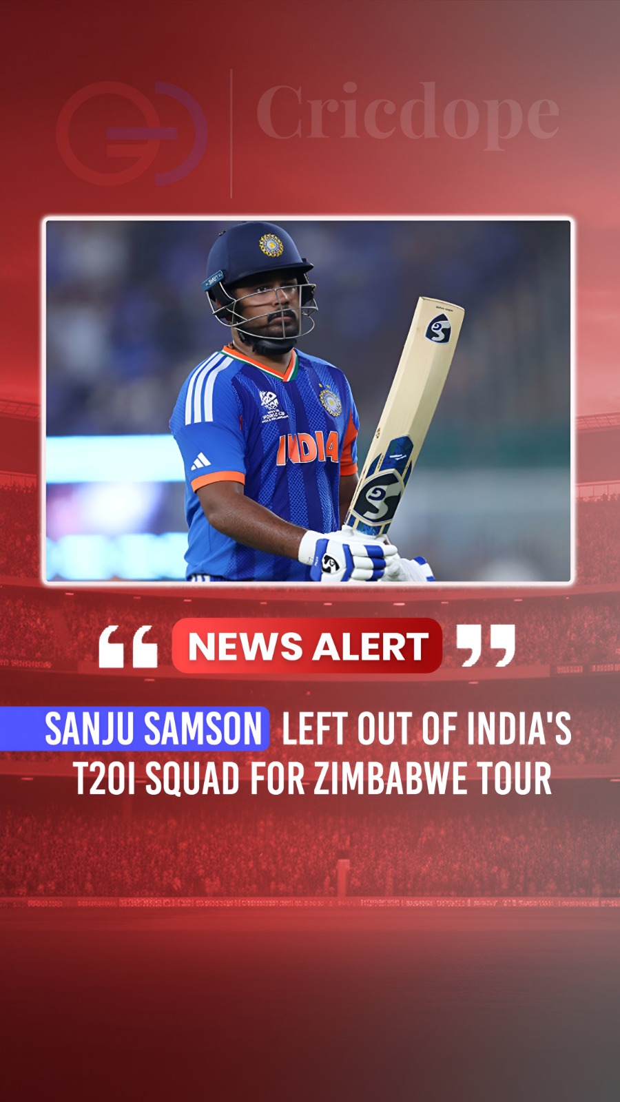 🇮🇳 Sanju Samson dropped from India's T20I squad for the Zimbabwe tour. 🏏❌