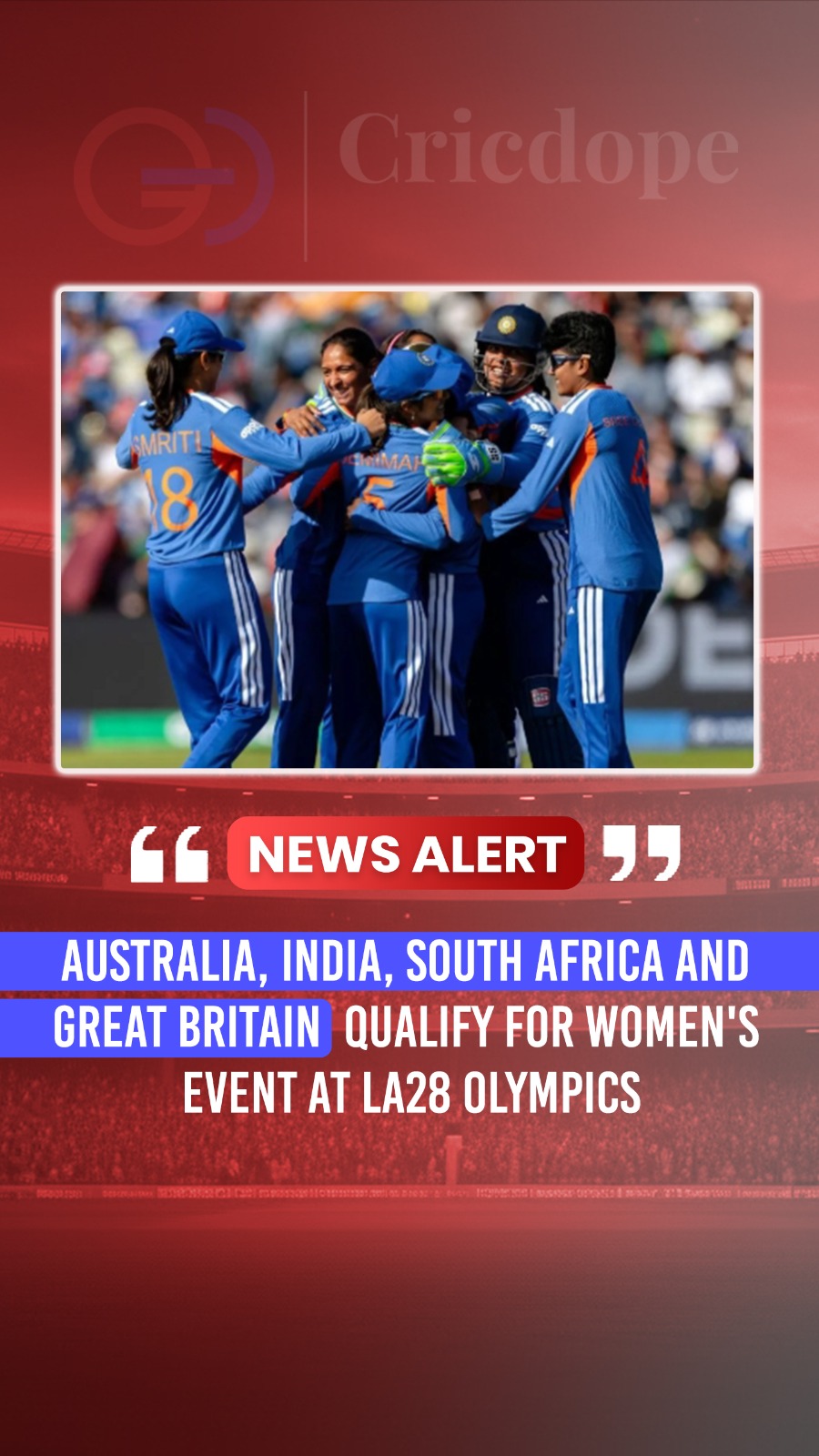 🏏 Australia, India, South Africa & Great Britain qualify for LA28 Women's Crick