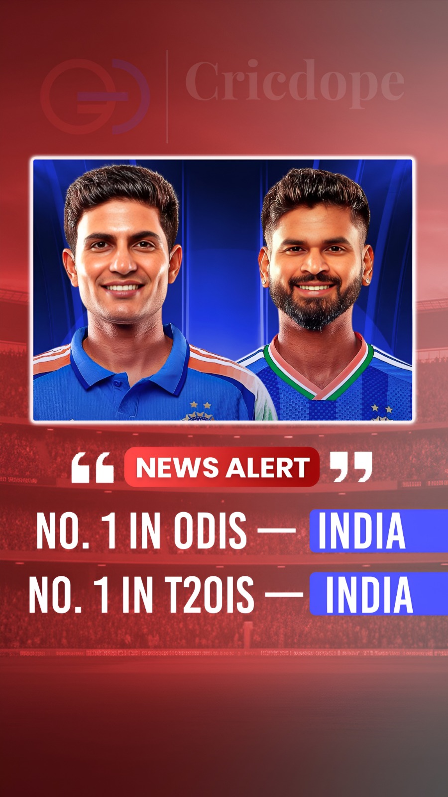 🔝🇮🇳 India remain the No. 1 team in both ODI and T20I rankings. 👑🏏