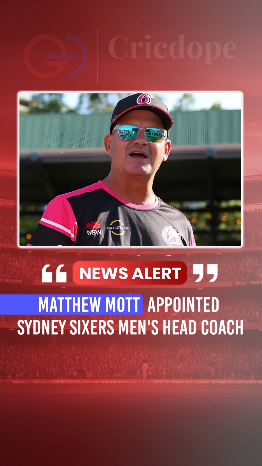 🏏 Matthew Mott appointed as Sydney Sixers men's team head coach. 🔥