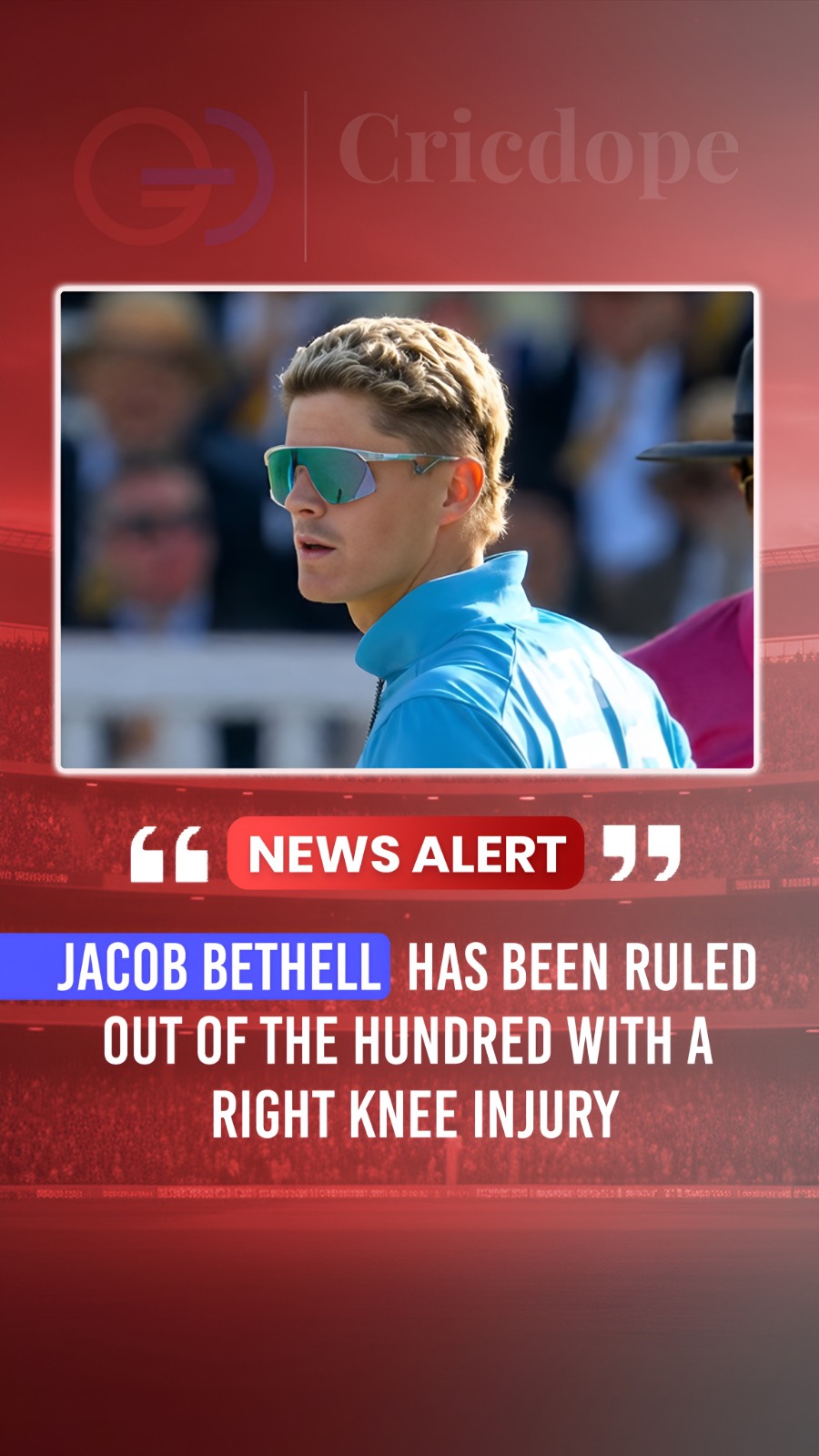 🚨 Jacob Bethell ruled out of The Hundred due to a knee injury. Wishing him a sp
