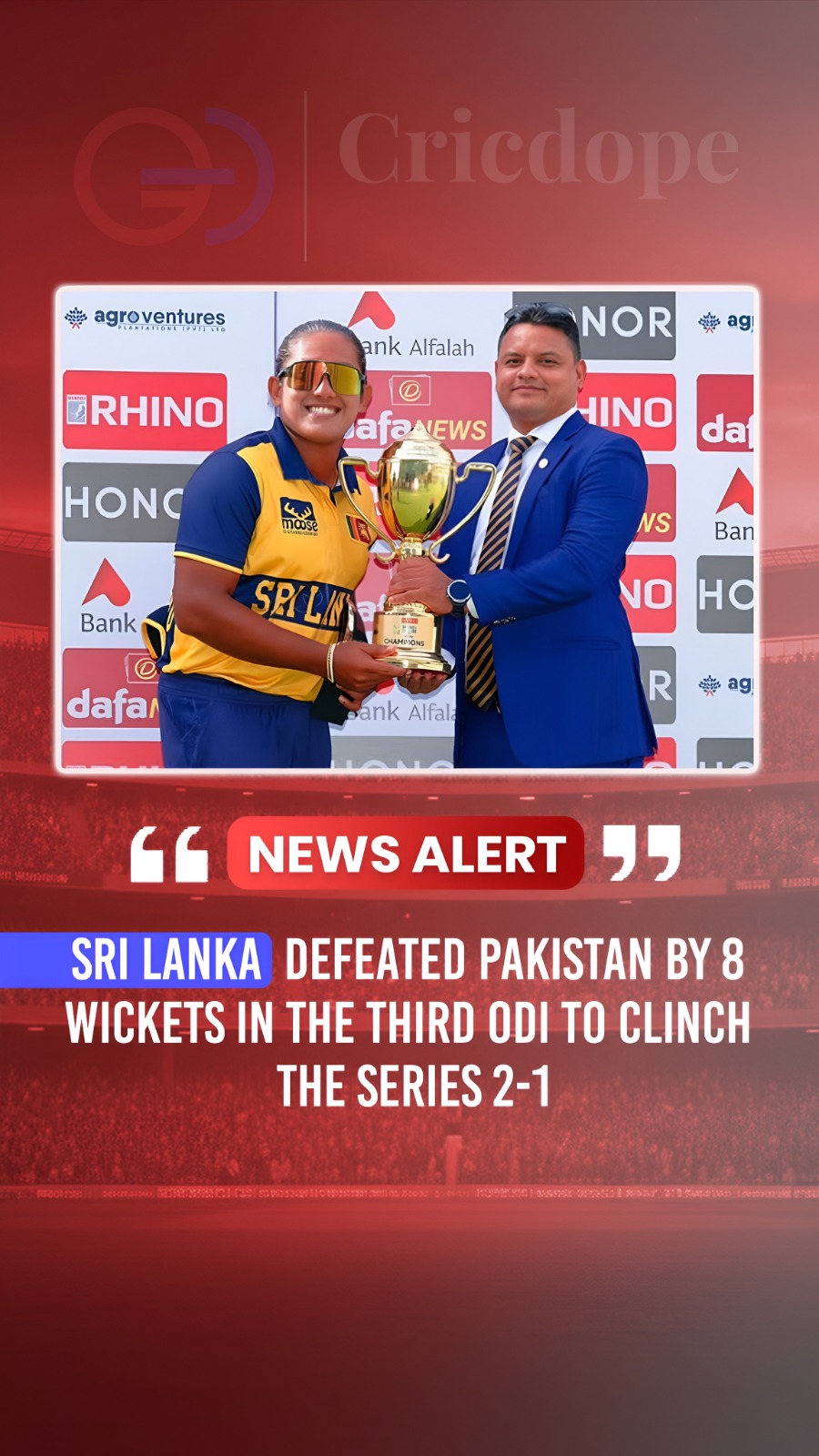 Sri Lanka clinch the ODI series 2-1 with a commanding 8-wicket win over Pakistan