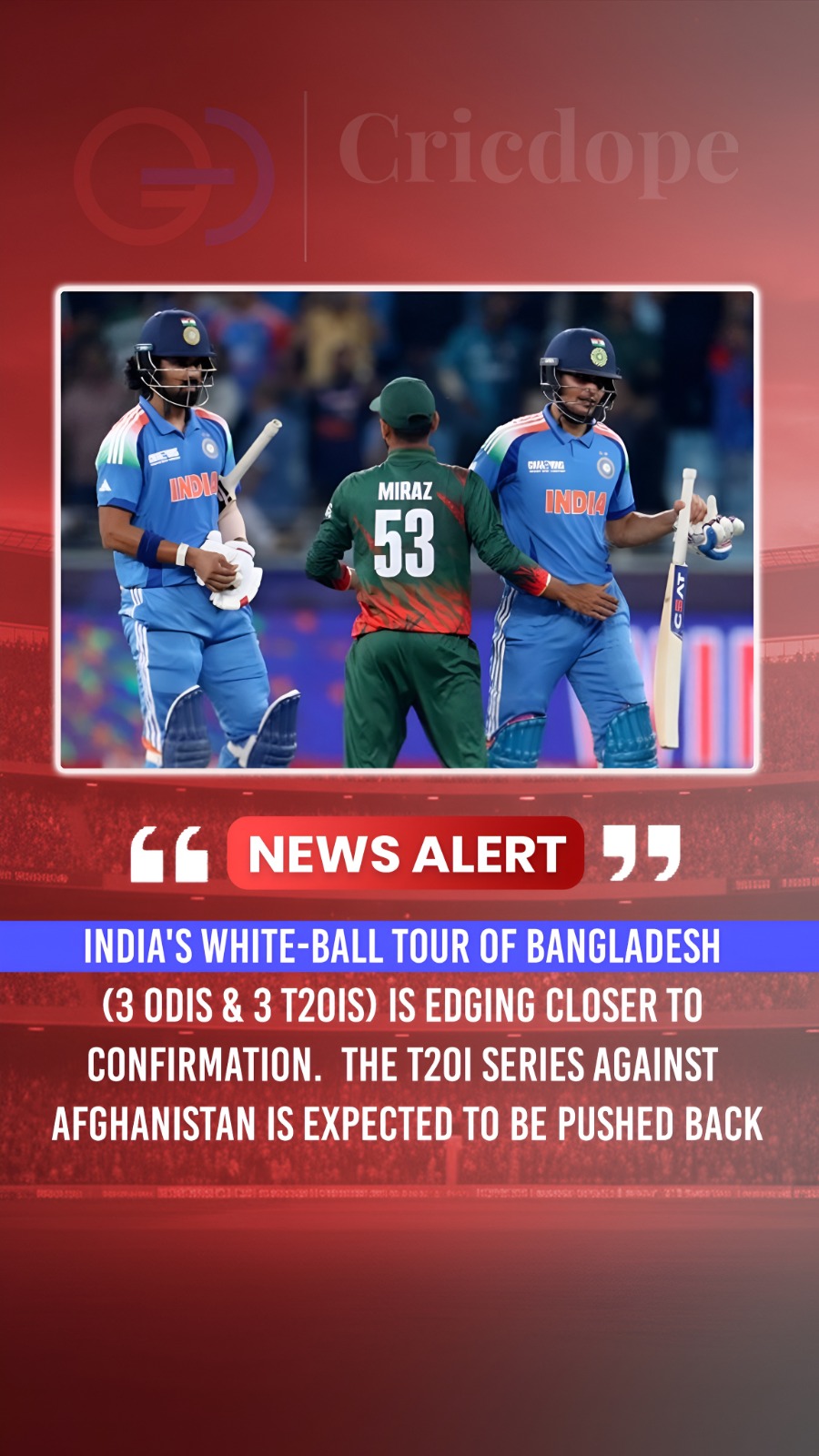 Bangladesh tour nears confirmation; India's T20I series vs Afghanistan likely d