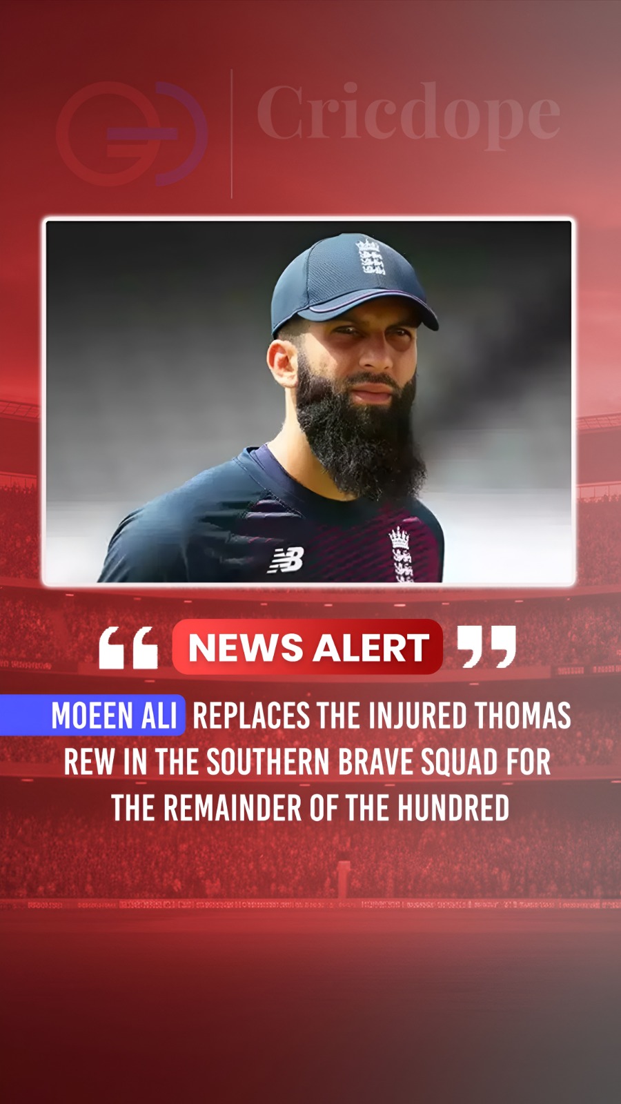 Moeen Ali joins Southern Brave, stepping in as Thomas Rew's replacement for The