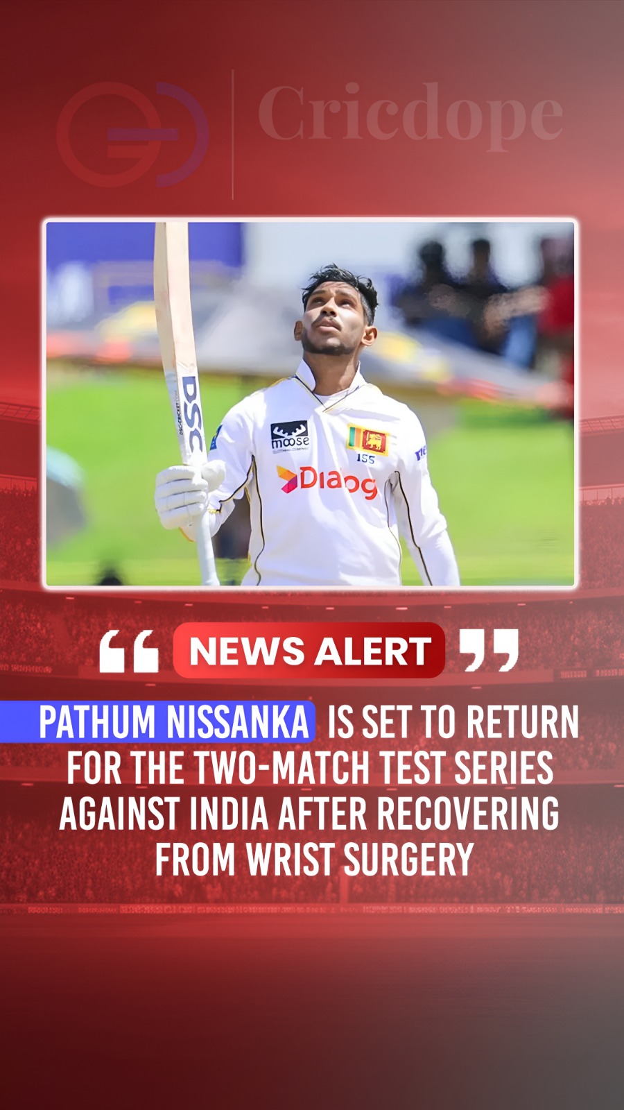 Pathum Nissanka returns for Sri Lanka Tests vs India after recovering from wrist