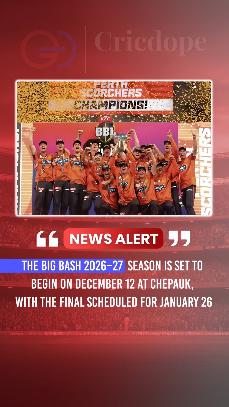 BBL 2026–27 begins December 12, with the final set for January 26. 🏏🔥🏆
