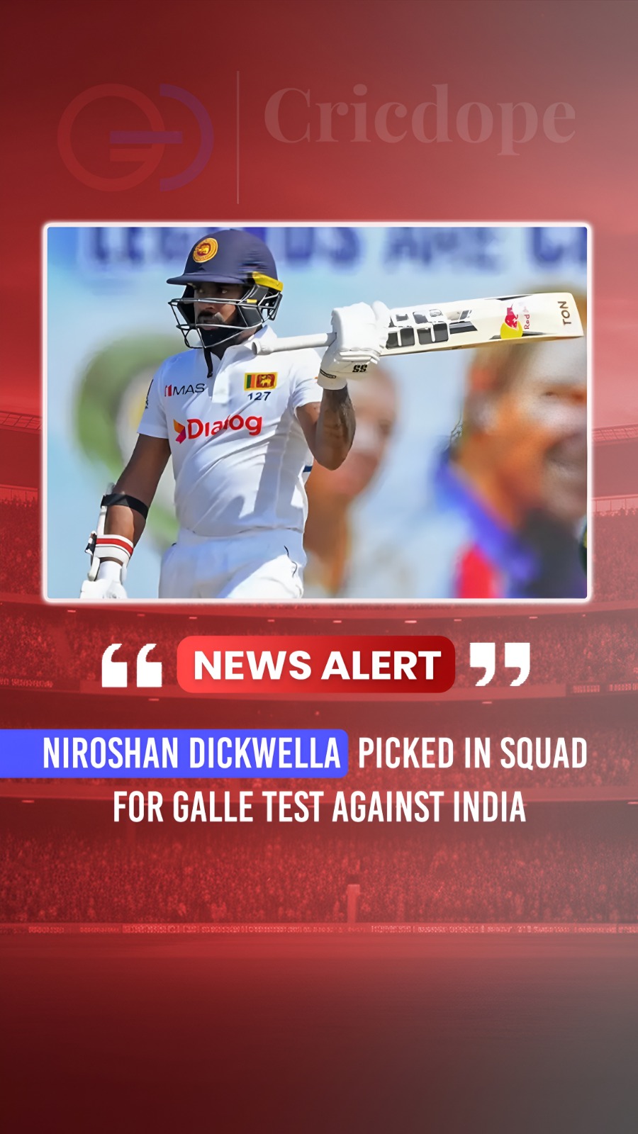 Niroshan Dickwella recalled to Sri Lanka's squad for the Galle Test against Indi