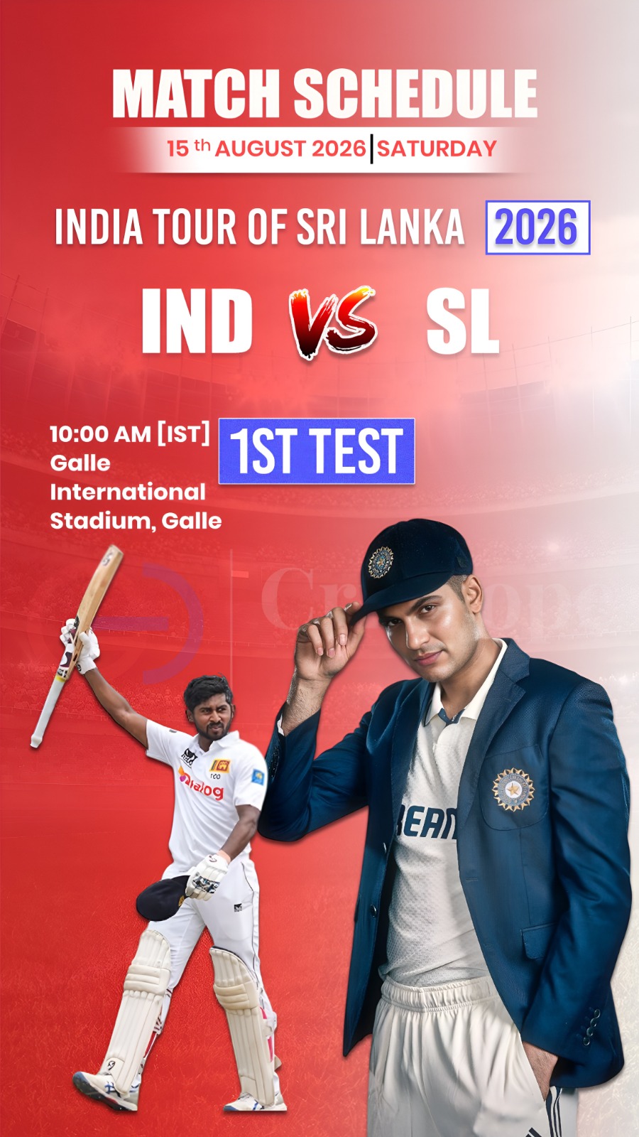 🇮🇳 India face Sri Lanka in the 1st Test at Galle on Independence Day. 🏏🔥