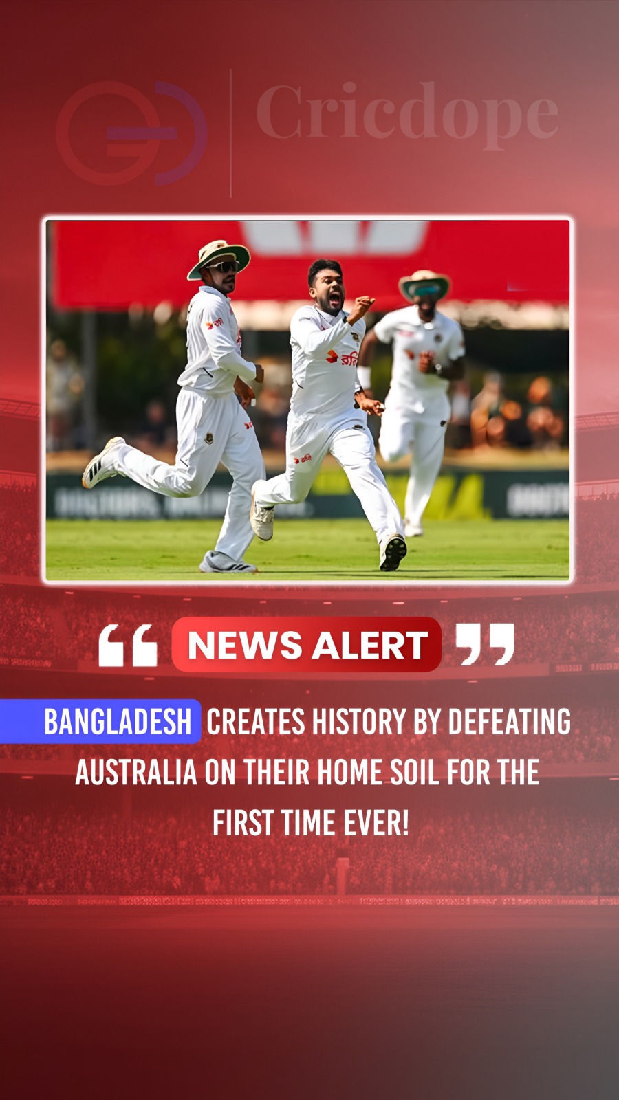 🇧🇩 Bangladesh beat Australia at home for the first time ever. A historic crick