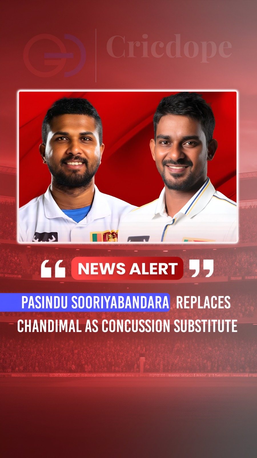 🇱🇰 Pasindu Sooriyabandara replaces Dinesh Chandimal as Sri Lanka's concussion
