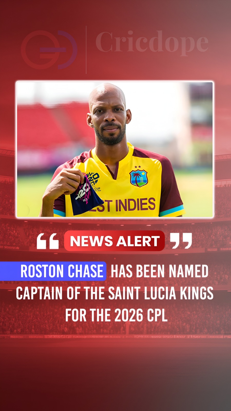 🇱🇨 Roston Chase named Saint Lucia Kings captain for CPL 2026. 👑🏏🔥