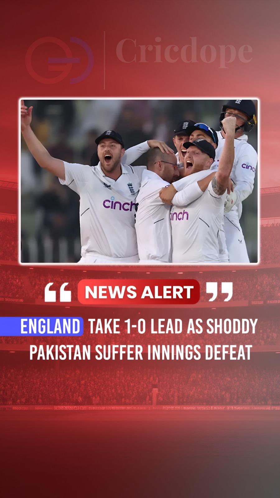 🏴 England lead 1-0 after a dominant innings win over Pakistan in the series ope