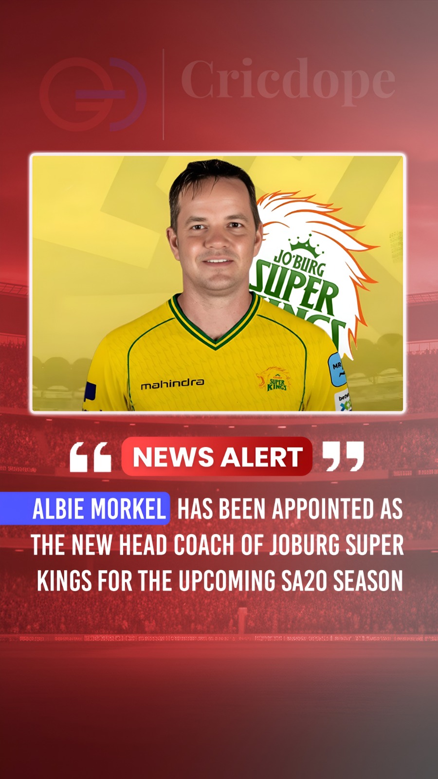 🇿🇦 Albie Morkel appointed Joburg Super Kings head coach for the upcoming SA20