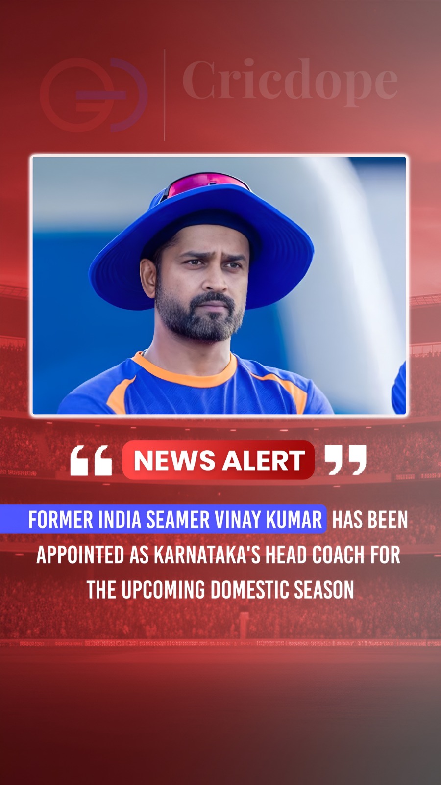 🇮🇳 Vinay Kumar appointed Karnataka head coach for the upcoming domestic season