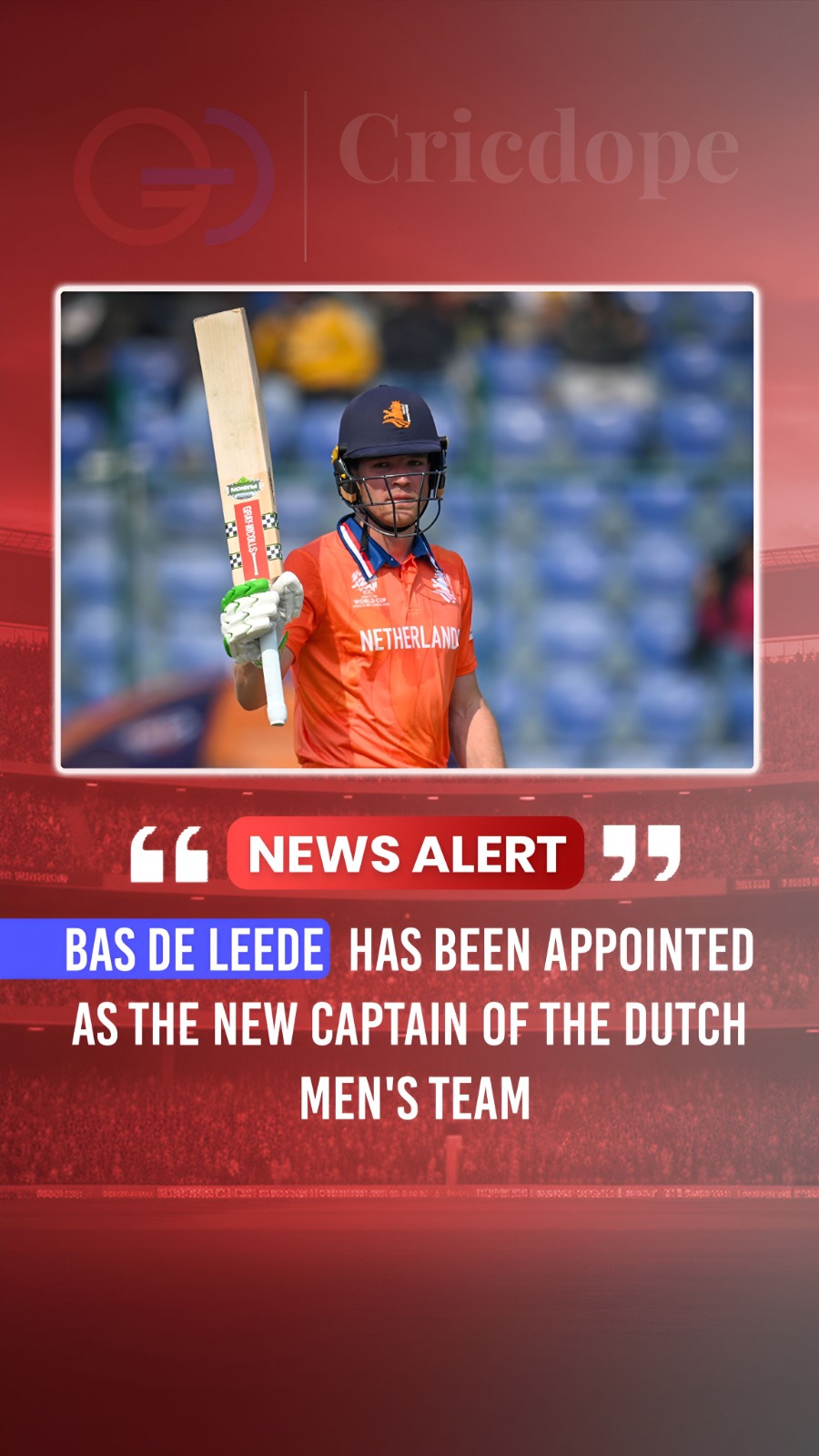 🇳🇱 Bas de Leede named Netherlands men's cricket team captain. A new era begins
