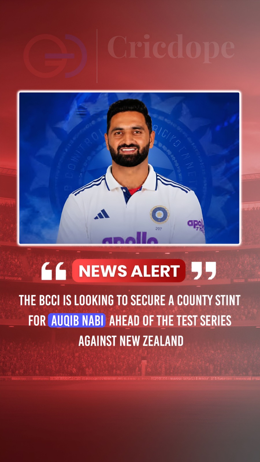 🇮🇳 BCCI eyes a County stint for Auqib Nabi ahead of the New Zealand Test serie