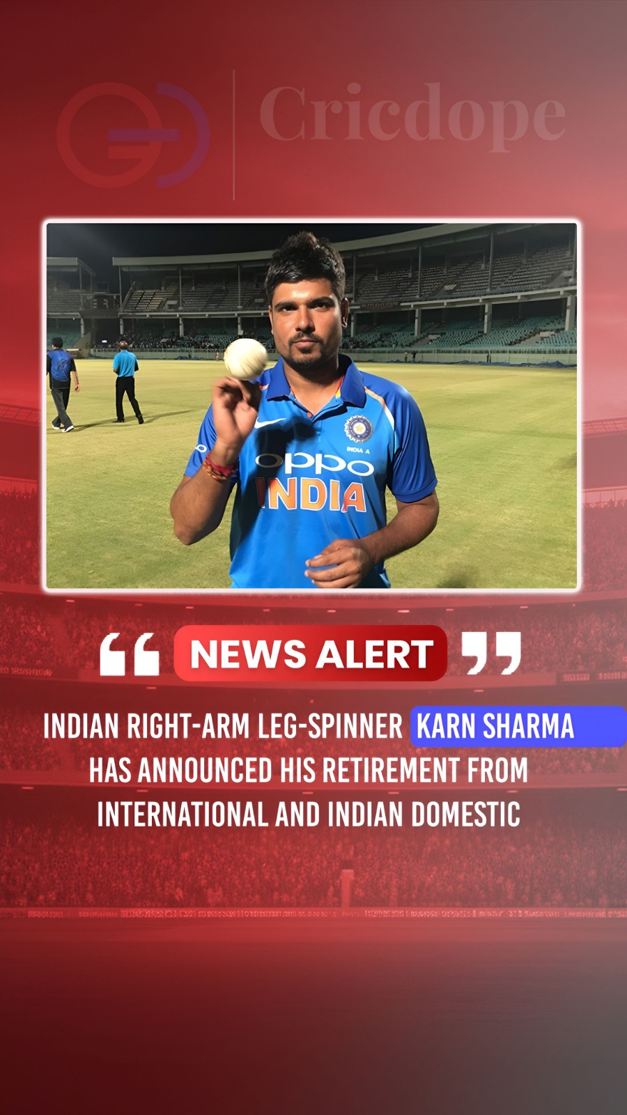 🇮🇳 Karn Sharma retires from international and Indian domestic cricket. A memor