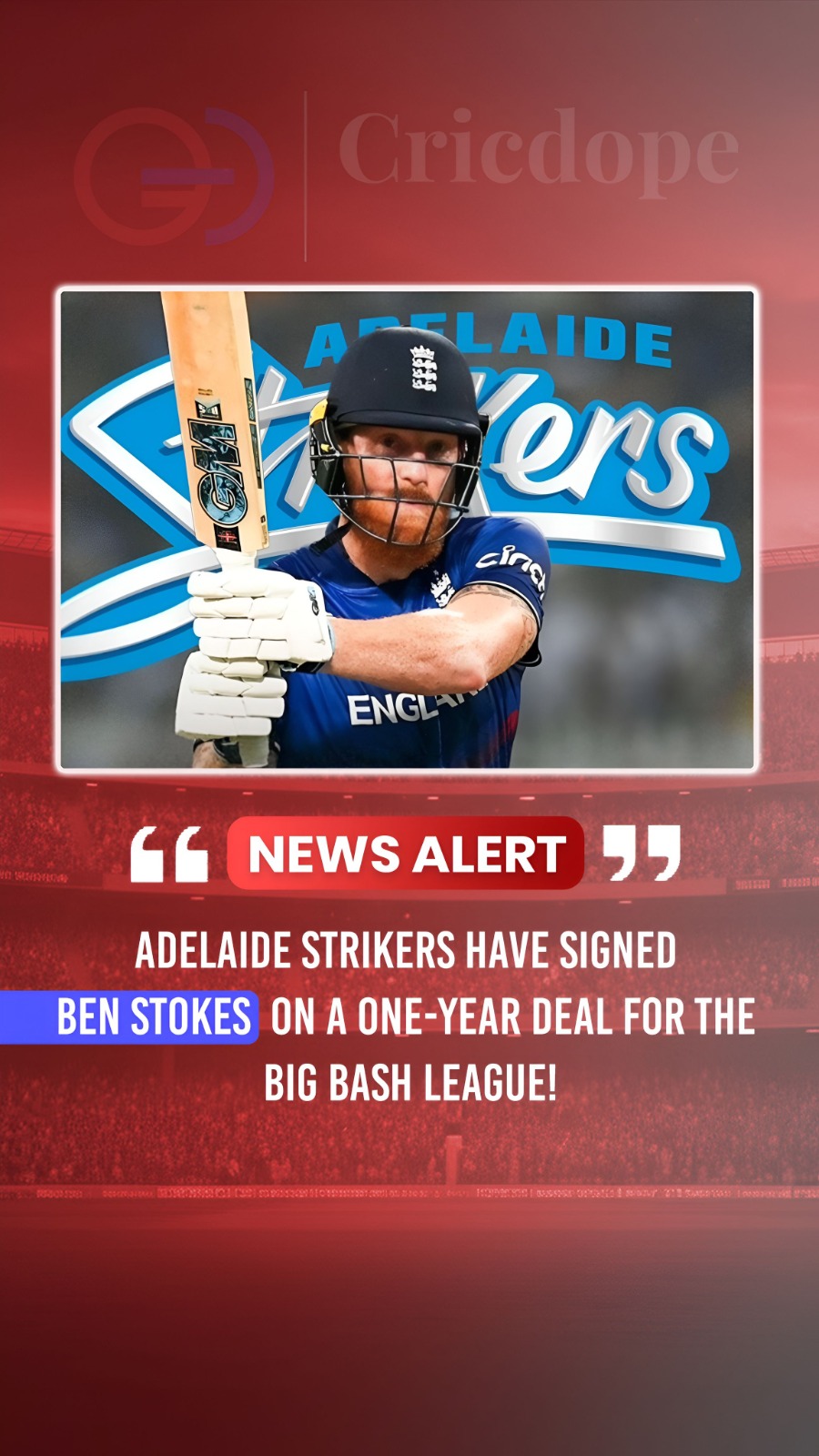 🇦🇺💥 Adelaide Strikers sign Ben Stokes on a 1-year BBL deal! 🏏🔥