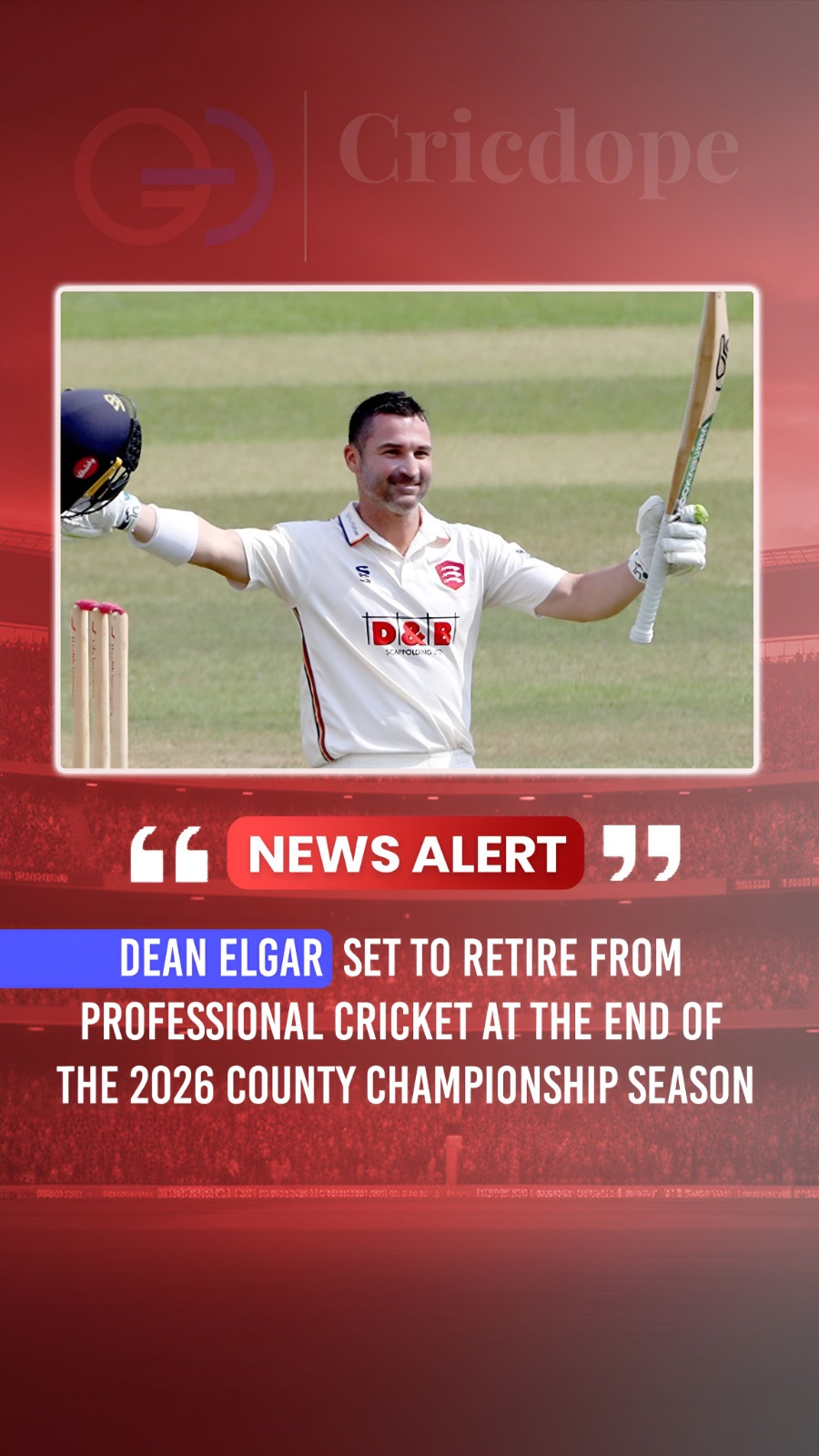 🇿🇦🏏 Dean Elgar to retire from professional cricket after the 2026 County Cham