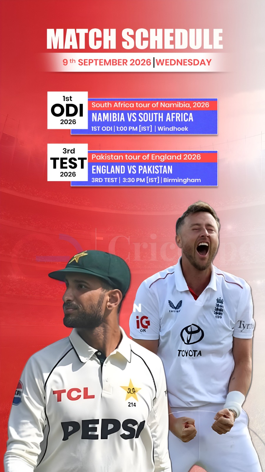 Namibia vs South Africa ODI & England vs Pakistan 3rd Test today!