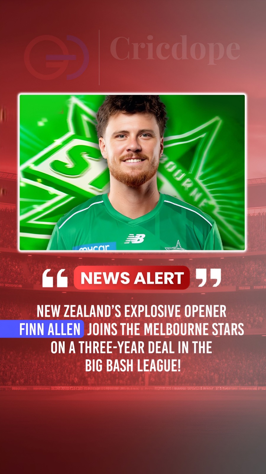 Finn Allen joins Melbourne Stars on a three-year BBL deal! 🌟🔥🏏