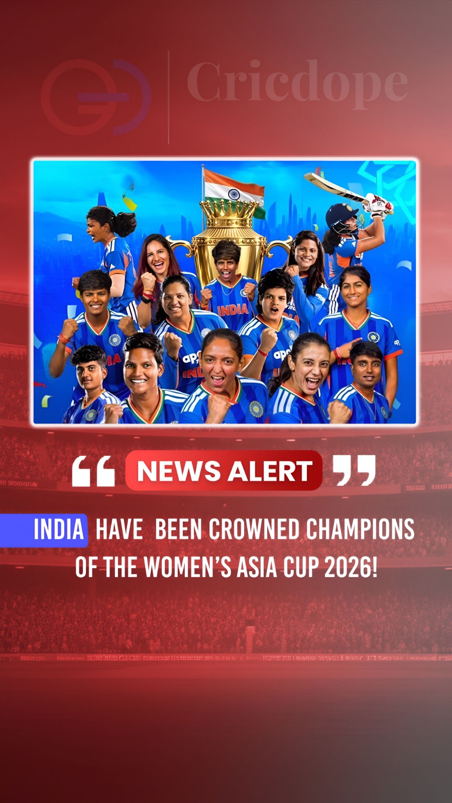 India Women crowned champions of the Women’s Asia Cup 2026! 🇮🇳🏆💙🔥