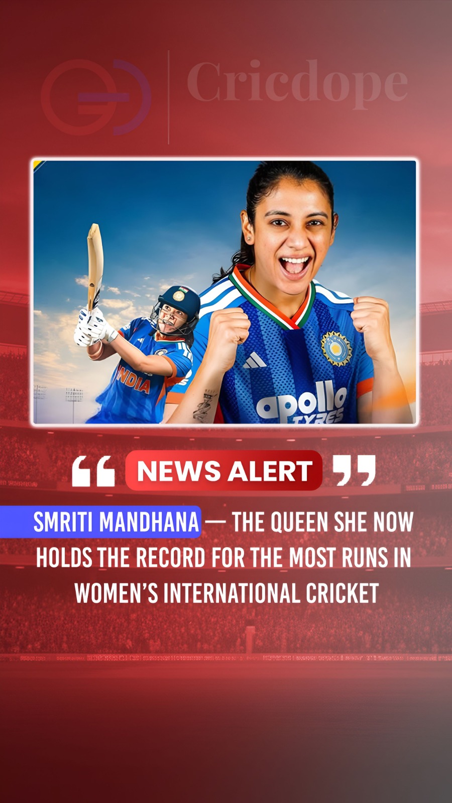 🇮🇳👑 Smriti Mandhana surpasses Mithali Raj to become women’s international cri
