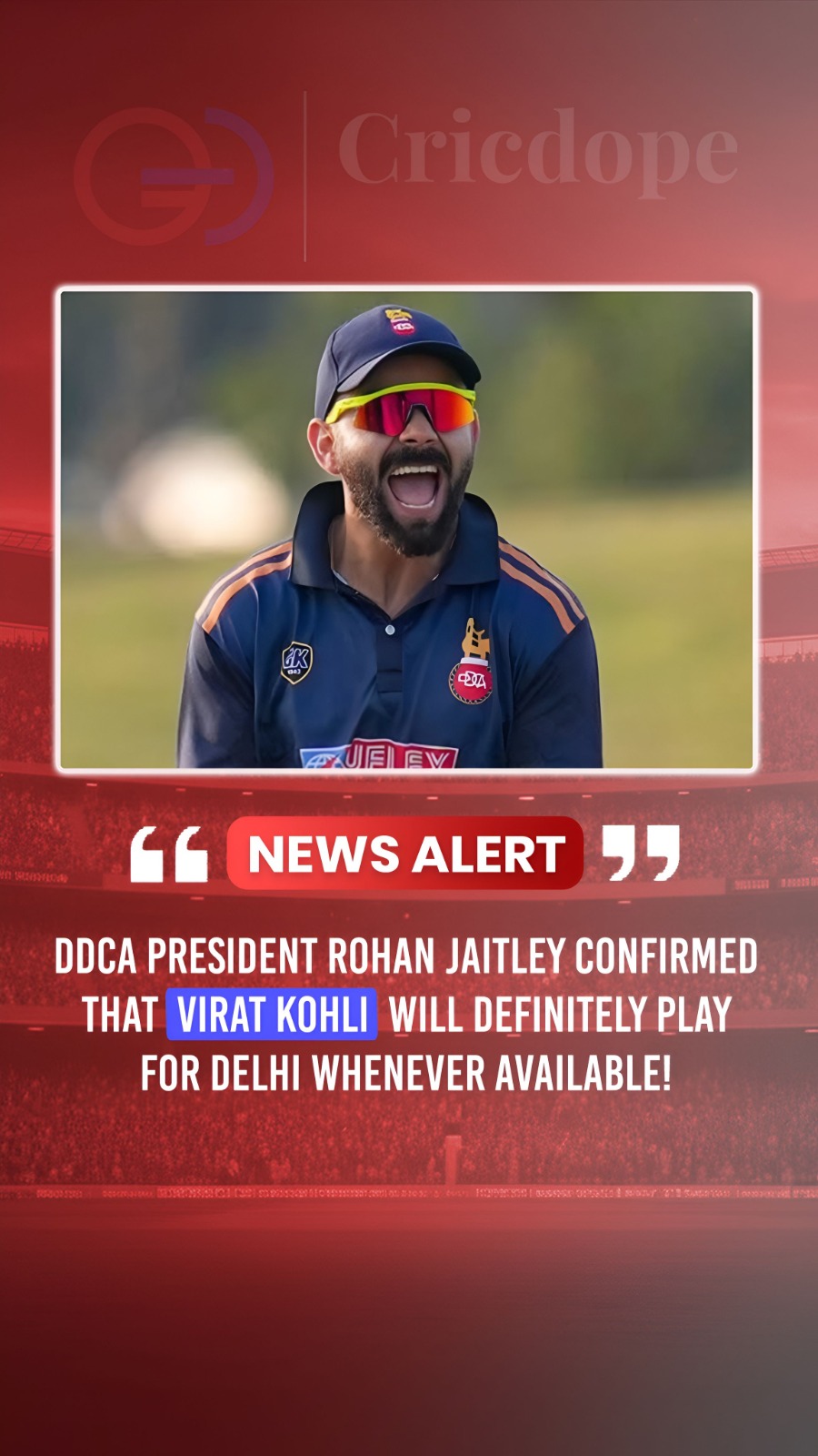 👑🇮🇳 Rohan Jaitley confirms Virat Kohli will play for Delhi when available! 🏏