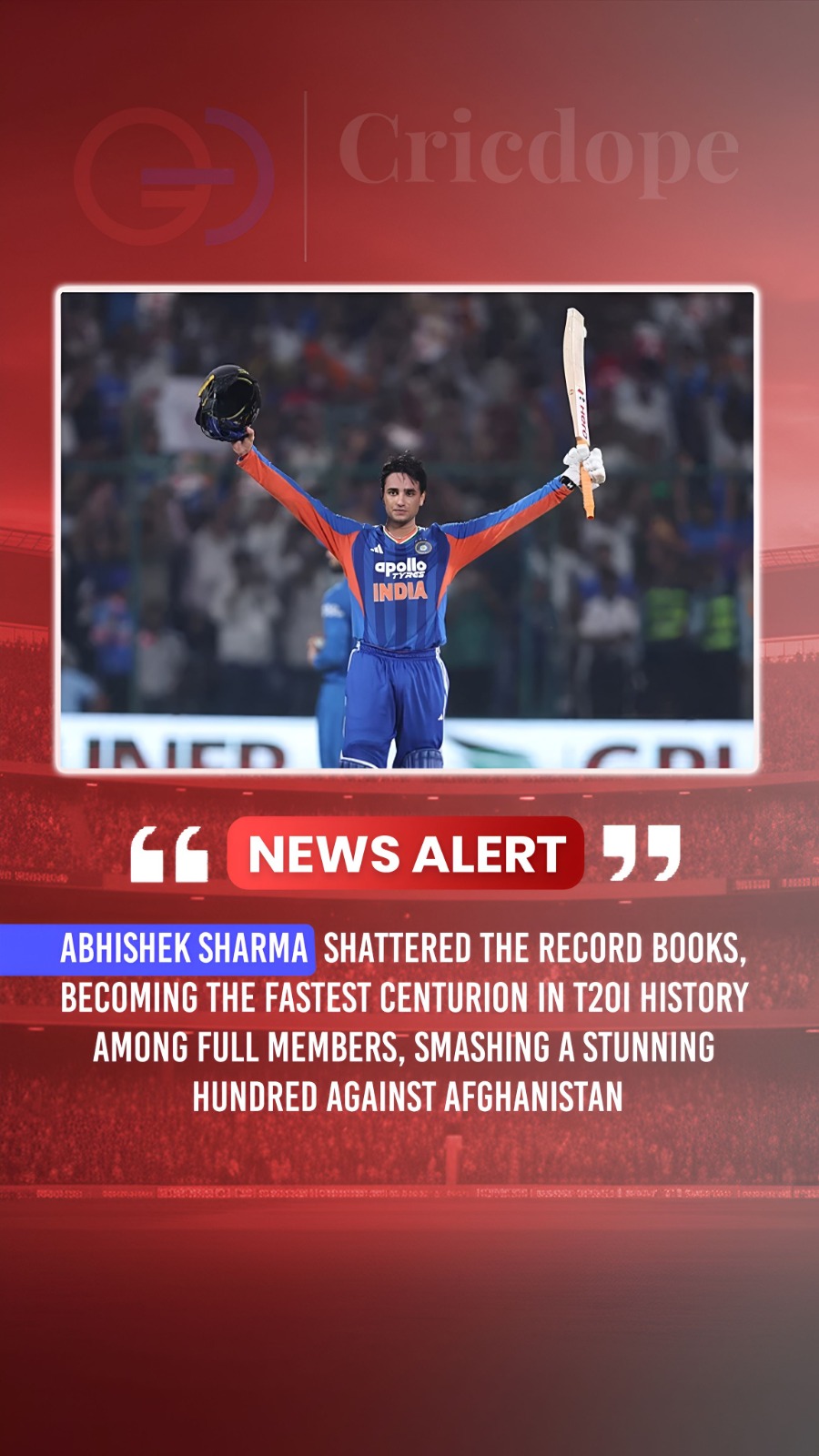 🇮🇳💥 Abhishek Sharma hits the fastest Full Member T20I century against Afghani