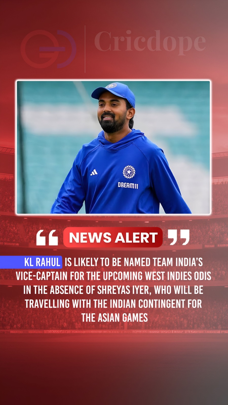 🇮🇳✨ KL Rahul likely to become India’s vice-captain for West Indies ODIs! 🏏🔥