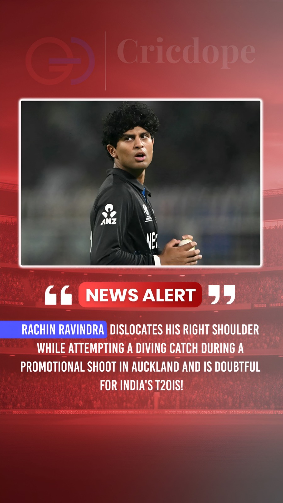 Rachin Ravindra dislocates his shoulder, doubtful for T20Is vs India!