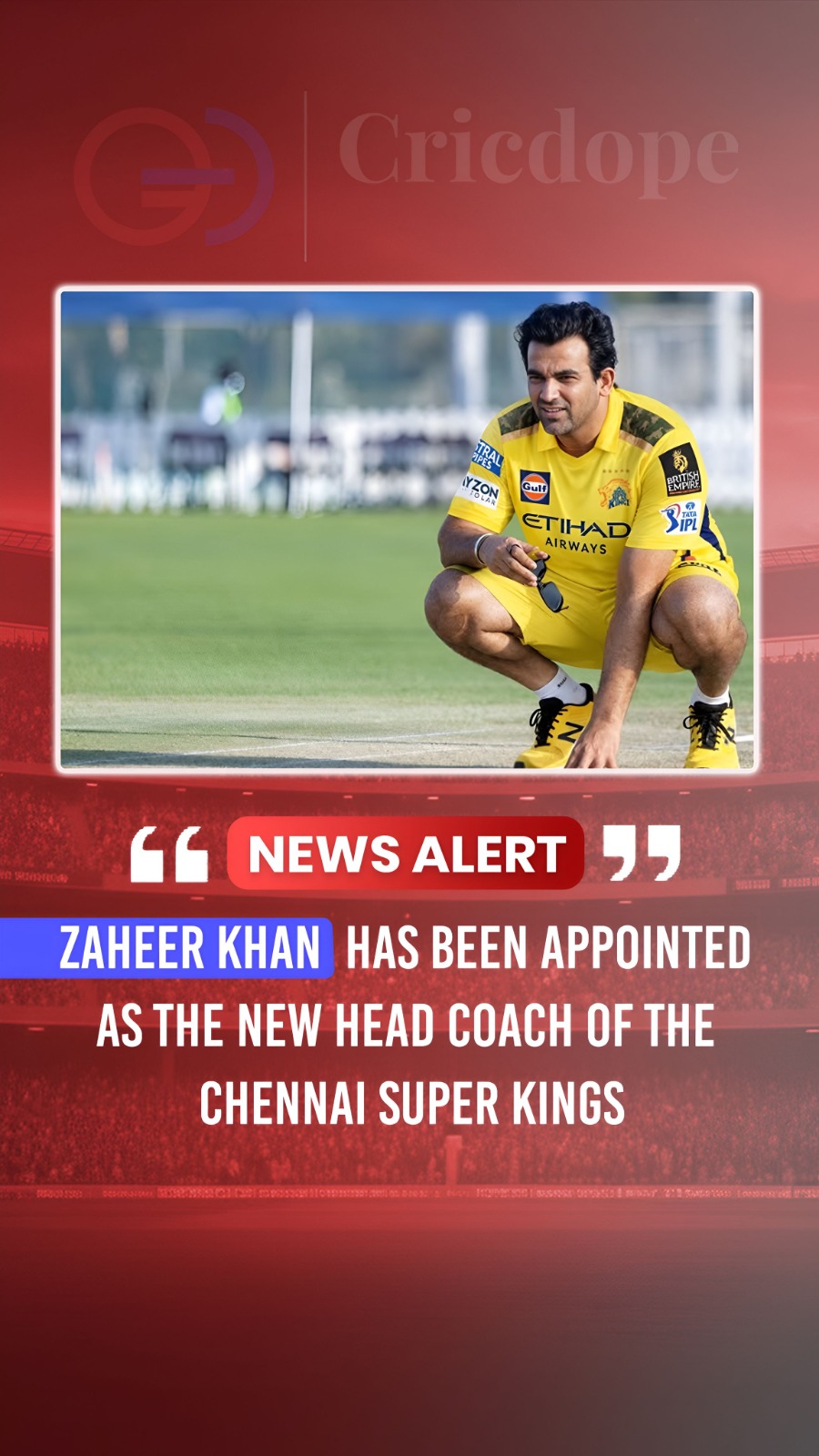 🦁💛 Zaheer Khan appointed Chennai Super Kings head coach! 🏏⚡