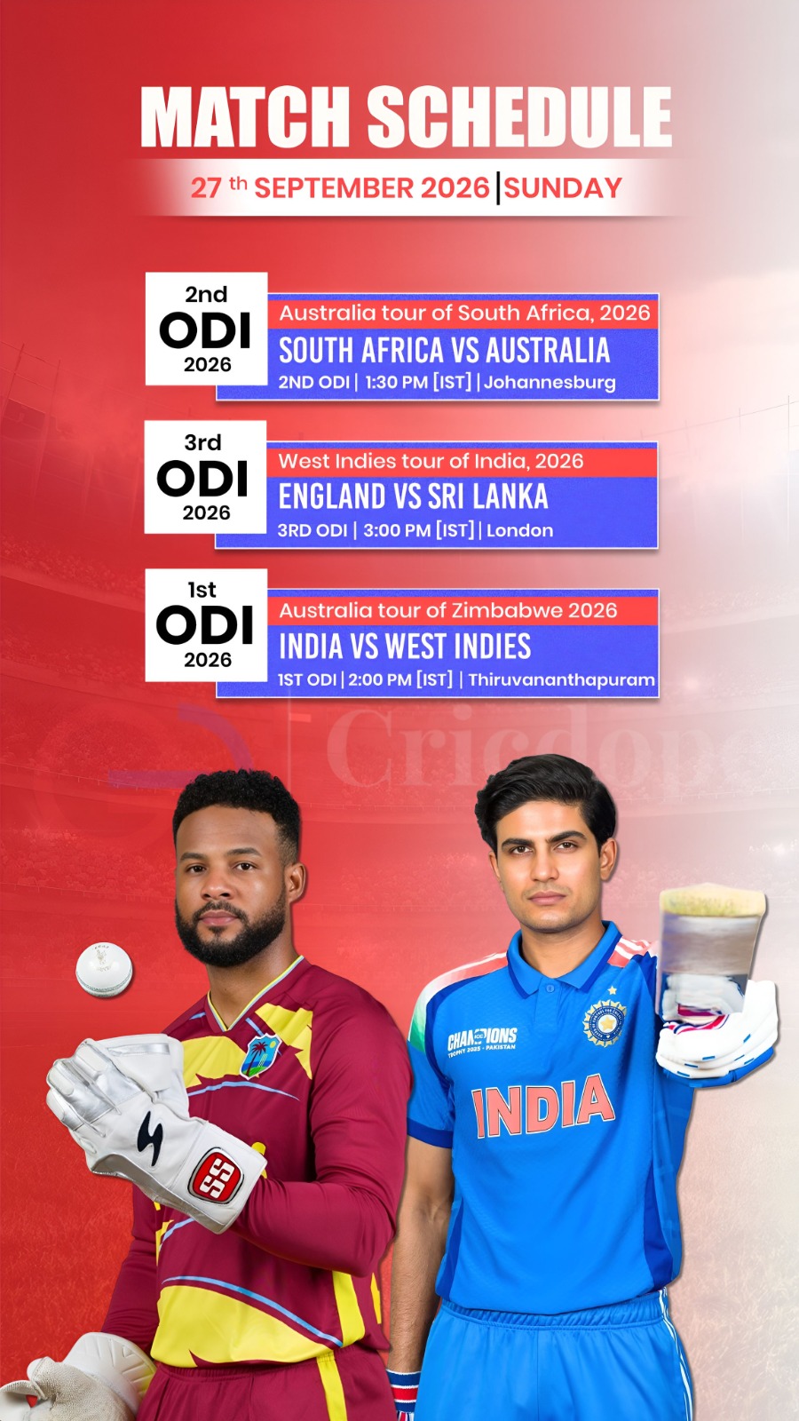 🔥 Super Sunday: 🇿🇦 SA vs 🇦🇺 AUS, 🏴 ENG vs 🇱🇰 SL & 🇮🇳 IND vs WI! 🏏⚡