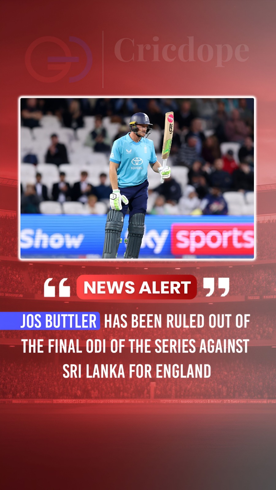 🏴⚠️ Jos Buttler ruled out of final ODI vs Sri Lanka! 🏏💥