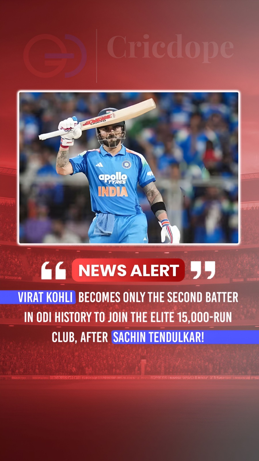 👑🇮🇳 Kohli joins Sachin as only the 2nd batter to reach a landmark in ODI hist