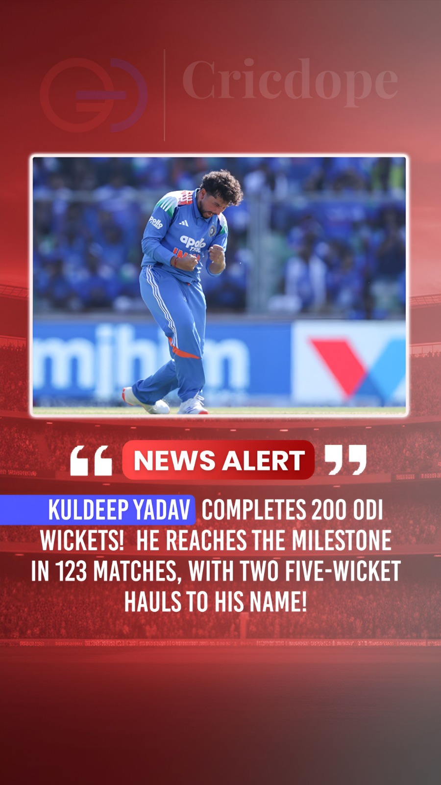 🇮🇳🌀 Kuldeep Yadav reaches a major ODI wicket milestone with multiple five-wic