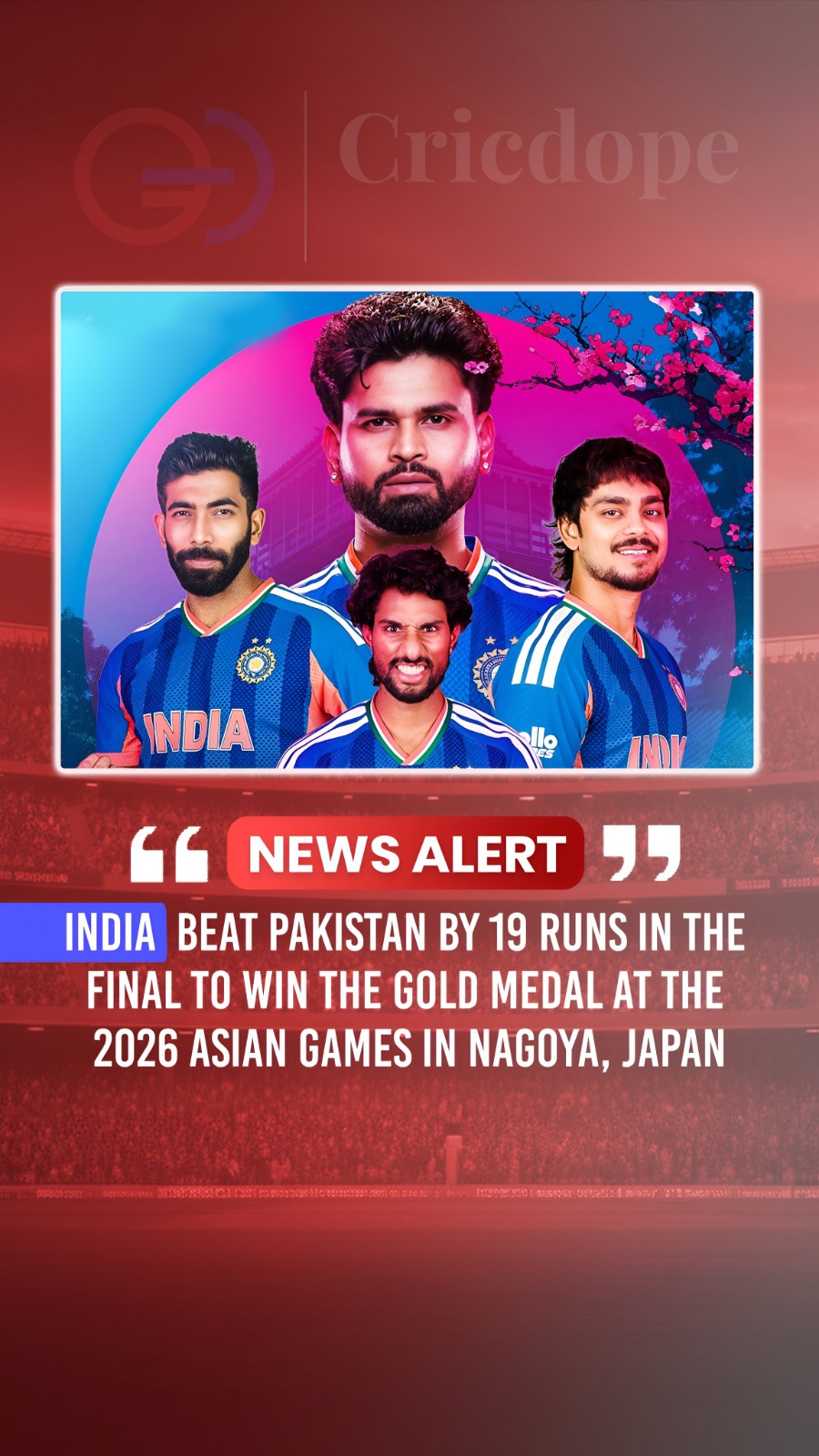 🥇🇮🇳 India beat Pakistan to win Asian Games gold in Nagoya! 🏏🏆
